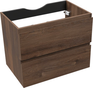 Linie Lado hängender Waschbeckenunterschrank: 70 x 46 cm, braune Eiche, 2 Schubladen