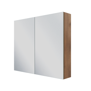 Linie Montro Spiegelschrank Bad: 90 x 75 cm, braune Eiche