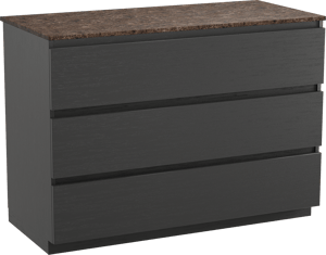 Balmani Lucida meuble salle de bains à poser 120 x 55 cm chêne noir avec Stretto tablette simple ou double en marbre dark emperador