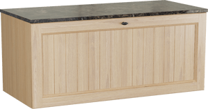 Balmani Lemon zwevend badmeubel 120 x 55 cm, fineer naturel eiken met Stretto enkel of dubbel wastafelblad in dark emperador