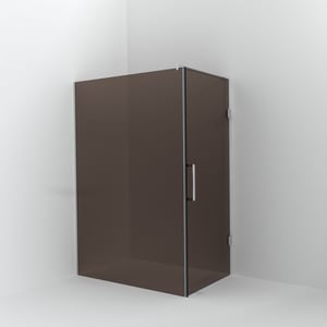 Balmani Modular Walk-In Dusche mit Tür: 140 x 200 cm mit Tür 90 cm, Bronze Glas, Profil Chrom glänzend