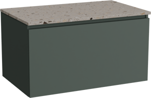 Balmani Sfera by Lucida meuble salle de bains suspendu 90 x 55 cm forest avec Stretto tablette simple en terrazzo greige terrazzo