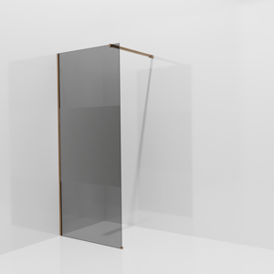 Balmani Modular inloopdouche: 90 x 200 cm, Rookglas met matte strook met coating, Brushed Rosegold profielen