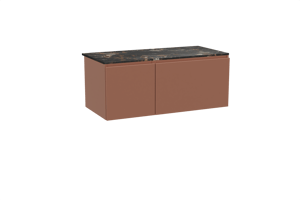 Balmani Sfera hängendes Möbelstück Set: 120 x 55 cm, Cotto, mit Stretto Einzel Waschtischplatte, Marmor Portoro Gold