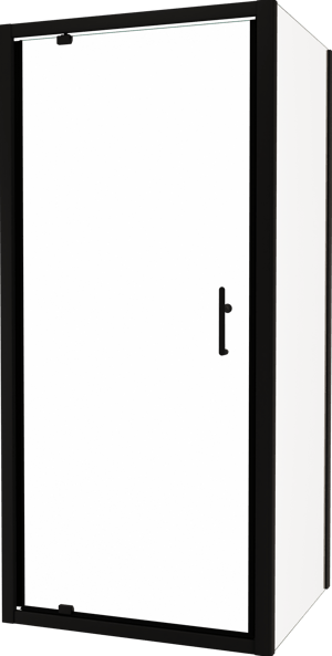 Linie Cadiz douchehoek met draaideur en vaste zijwand, 90 x 90 cm, helder glas, zwarte profielen
