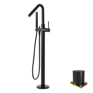 Blaufoss Round Move freistehende Badewannenarmatur: Schwarz matt, mit Brausekopf