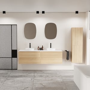 Balmani Mitra badkamermeubel met Stretto wastafelblad voor waskom(men)