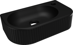Luca Varess Rondo Ribs Handwaschbecken 41 x 22 cm Schwarz Matt keramik