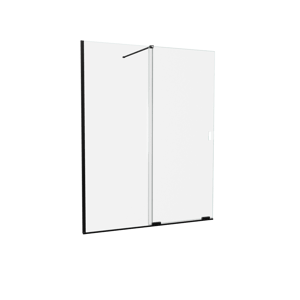 Balmani Move Slide douche à l'italienne avec panneau coulissant 160 x 200 cm verre transparant profil Noir Mat