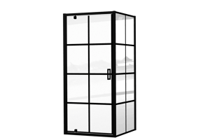 Luca Varess Vidor douchehoek met draaideur en vaste zijwand 90 x 90 cm Square glas mat zwart profiel