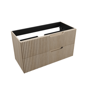 Linie Ribbo zwevende wastafelonderkast 100 x 46 cm lichte eik 2 lades