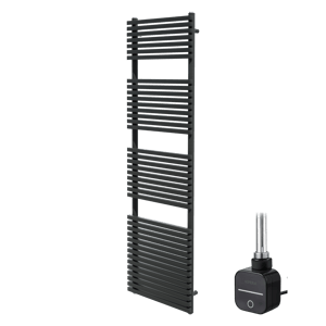Vipera Vesuvio sèche-serviettes Simple 50 x 180 cm chauffage électrique noir mat raccordement latéral et central possible 982W, résistance incluse