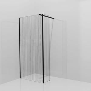 Balmani Modular Walk-In Dusche mit fester Seitenwand: 100 x 200 cm, Mikado, Profil Schwarz matt