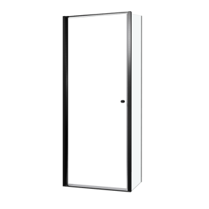 Luca Varess Kuresa coin-douche porte pivotante avec paroi latérale fixe 85 x 80 x 200 cm verre transparent et profil noir mat