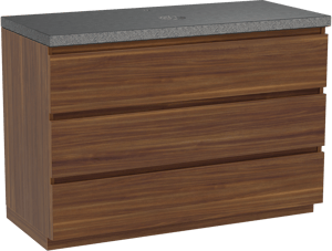 Balmani Lucida staand badkamermeubel 120 x 55 cm amerikaanse notelaar met Rock enkel tablet in graniet zwart