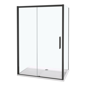 Luca Varess Senses douchehoek met schuifdeur en vaste zijwand 90 x 160 cm helder glas mat zwart profiel