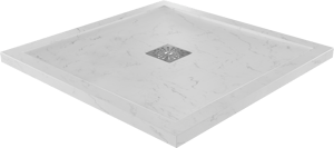 Linie Lido receveur de douche 90 x 90 cm marbre composite aspect marbre blanc texture ardoise
