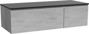 Storke Edge meuble salle de bains suspendu 130 x 52 cm béton gris foncé avec Panton tablette simple ou double en mdf enduit de poudre noir mat