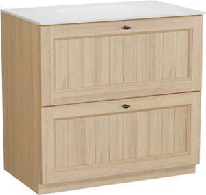 Balmani Lemon meuble salle de bains à poser 90 x 55 cm, placage chêne naturel avec Tablo Arcato plan simple en blanc mat