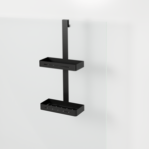 Blaufoss Gulio porte-shampooing double avec double crochet noir mat