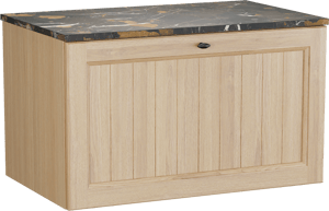 Balmani Lemon hängendes Möbelstück Set: 90 x 55 cm, Naturbelassene Eiche Furnier, mit Stretto Einzel Waschtischplatte, Portoro Gold