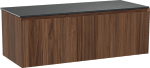 Balmani Idra meuble salle de bains suspendu 135 x 55 cm noyer avec Stretto tablette simple ou double en granit noir