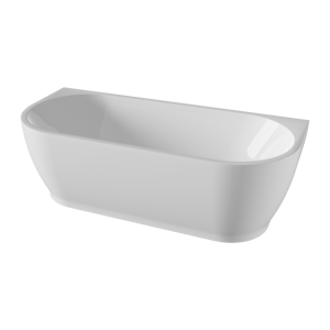 Linie Paulo halb freistehende Badewanne: 180 x 80 cm, Acryl, Weiß Glänzend