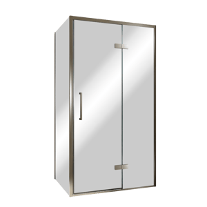 Balmani Senses Design douchehoek met rechtse draaideur en vaste zijwand, 100 x 100 cm, Reflex spiegelglas, Brushed GunMetal profielen