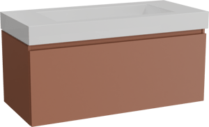 Balmani Sfera by Lucida hängendes Möbelstück Set: 120 x 55 cm, Cotto, mit Modus Einzelwaschtisch für 2 Armaturenlöcher, Solid Surface Weiß matt
