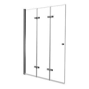 Luca Varess Kuresa driedelige opvouwbare badwand 140 cm helder glas glanzend chroom profiel