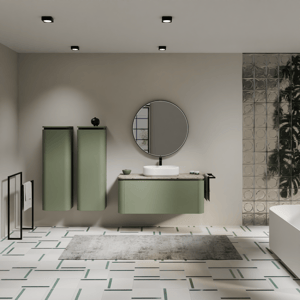 Balmani Moon Badmöbel Set mit Moon Waschtischplatte für Aufsatzwaschbecken