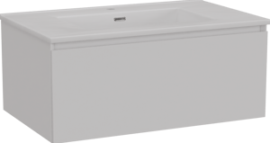 Storke Edge meuble salle de bains suspendu 85 x 52 cm blanc mat avec Kera plan simple en céramique blanc brillant, bonde incluse