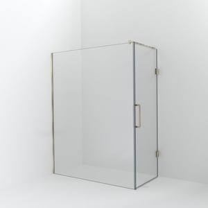 Balmani Modular douche à l'italienne avec porte: 160 x 200 cm avec porte 80 cm, Verre transparent, Profil Brushed Champagne Gold