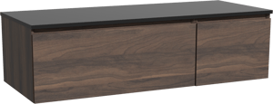 Storke Edge meuble salle de bains suspendu 130 x 52 cm noyer avec Panton tablette simple ou double en mdf enduit de poudre noir mat