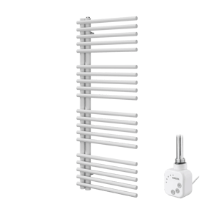Vipera Nevada enkele handdoekradiator 50 x 120 cm elektrische verwarming mat wit middenaansluiting 500W, weerstand inbegrepen