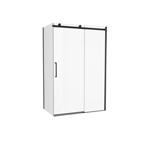 Luca Varess Boltano Eckdusche Schiebetür mit fixierter Seitenwand, 130 x 80 cm, Klarglas, Profil Schwarz