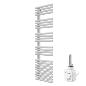Vipera Avila Einzel Handtuchheizkörper 50 x 187 cm Elektrische Heizung Weiß matt Mittelanschluss 800W, inkl. Widerstand