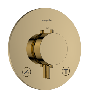 Hansgrohe Ecostat Comfort S Thermostat-Duscharmatur: Unterputz, für 2 Verbraucher, Polished Gold Optic