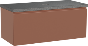 Balmani Sfera hängendes Möbelstück Set: 120 x 55 cm, Cotto, mit Rock Einzel Waschtischplatte, Schwarzes Granit