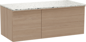 Balmani Forma meuble salle de bains suspendu 120 x 55 cm chêne naturel avec Stretto tablette simple ou double en blanc/noir mat terrazzo, Nervure droite symétrique horizontale