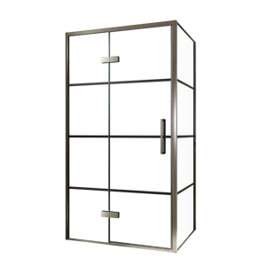 Balmani Senses Design douchehoek met linkse draaideur en vaste zijwand, 100 x 100 cm, Lined, Brushed GunMetal profielen