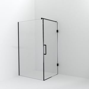 Balmani Modular douche à l'italienne avec porte: 120 x 200 cm avec porte 100 cm, Verre transparent avec coating, Profil Noir mat