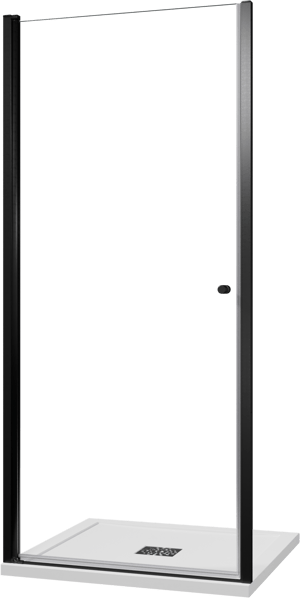 Luca Varess Kuresa porte pivotante 95 x 200 cm verre transparent profil noir mat