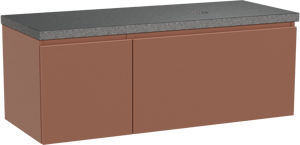 Balmani Sfera zwevend badmeubel 135 x 55 cm cotto met Rock asymmetrisch rechtse wastafel in zwart graniet