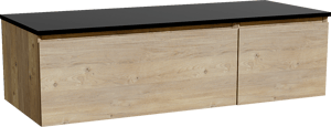 Storke Edge meuble salle de bains suspendu 130 x 52 cm chêne brut avec Panton tablette simple ou double en mdf enduit de poudre noir mat