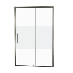 Balmani Senses Design douche schuifdeur rechts 160 cm x 210 cm Helder glas met matte strook glas, Brushed GunMetal profielen
