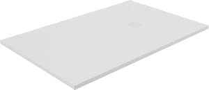 Balmani Impress Duschwanne: 140 x 90 cm, Marmorkomposit, Weiße Steinstruktur