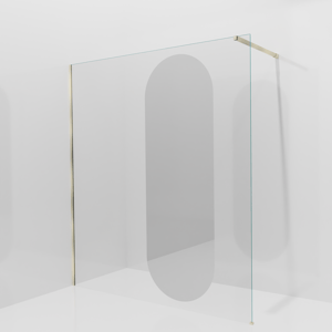 Balmani Modular inloopdouche: 180 x 200 cm, Reflex ovaal spiegelglas, Brushed Champagne Gold profielen