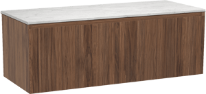 Balmani Fila meuble salle de bains suspendu 135 x 55 cm noyer avec Stretto tablette simple ou double en marbre carrare, Nervure droite symétrique verticale