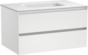 Balmani Mitra zwevend badmeubel 90 x 55 cm mat wit met Tablo Arcato enkele wastafel in solid surface mat wit